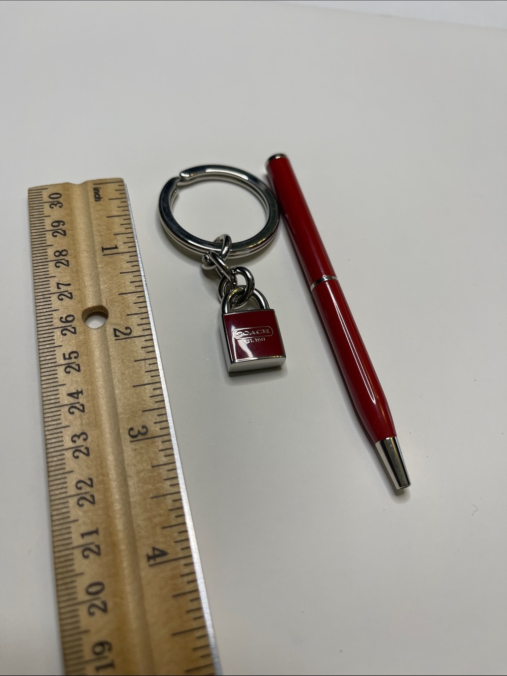 COACH Red Padlock Keychain and Coach Pen - Picture 2 of 8
